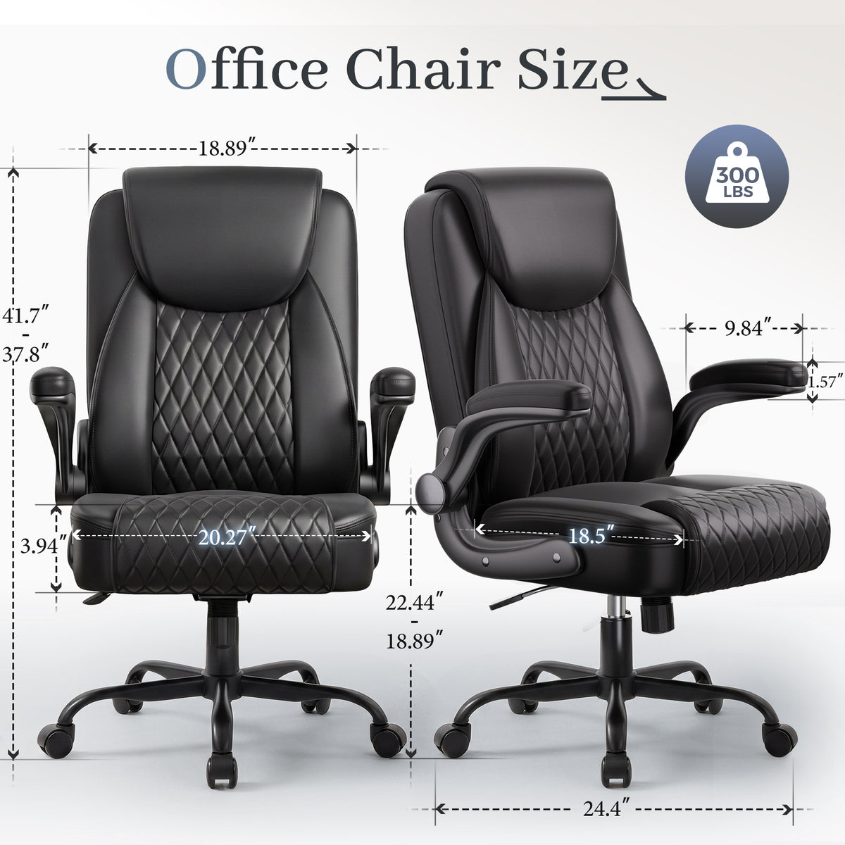 GTPOFFICE Executive Office Chair with Comfortable Lumbar Support, Ergonomic Gaming Chair with Flip-up Armrests & Zoned Pressure-Relief Cushion, Comfy PU Leather Desk Chair, Black