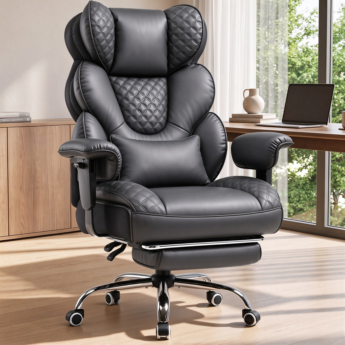 GTPOFFICE Big and Tall Office Chair Wide Seat & Armrests, Leather Executive Gaming Chair High Back,Soft Yet Supportive Resilient Foam, Heavy Duty Ergonomic Lumbar Support Chairs for Back Pain Relief