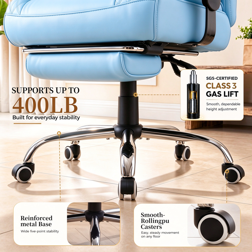 GTPOFFICE Big and Tall Office Chair Wide Seat & Armrests, Leather Executive Gaming Chair High Back,Soft Yet Supportive Resilient Foam, Heavy Duty Ergonomic Lumbar Support Chairs for Back Pain Relief