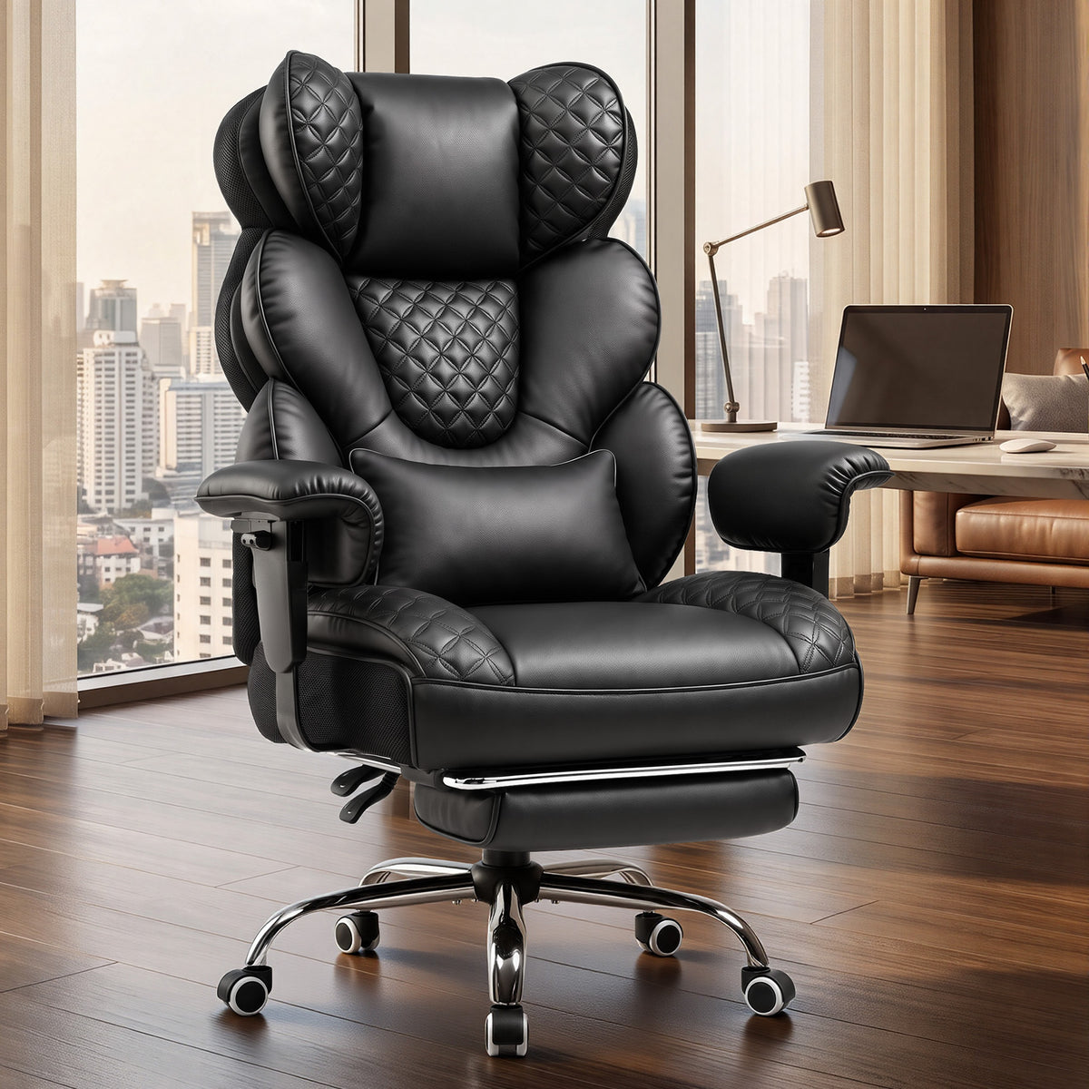 GTPOFFICE Big and Tall Office Chair Wide Seat & Armrests, Leather Executive Gaming Chair High Back,Soft Yet Supportive Resilient Foam, Heavy Duty Ergonomic Lumbar Support Chairs for Back Pain Relief