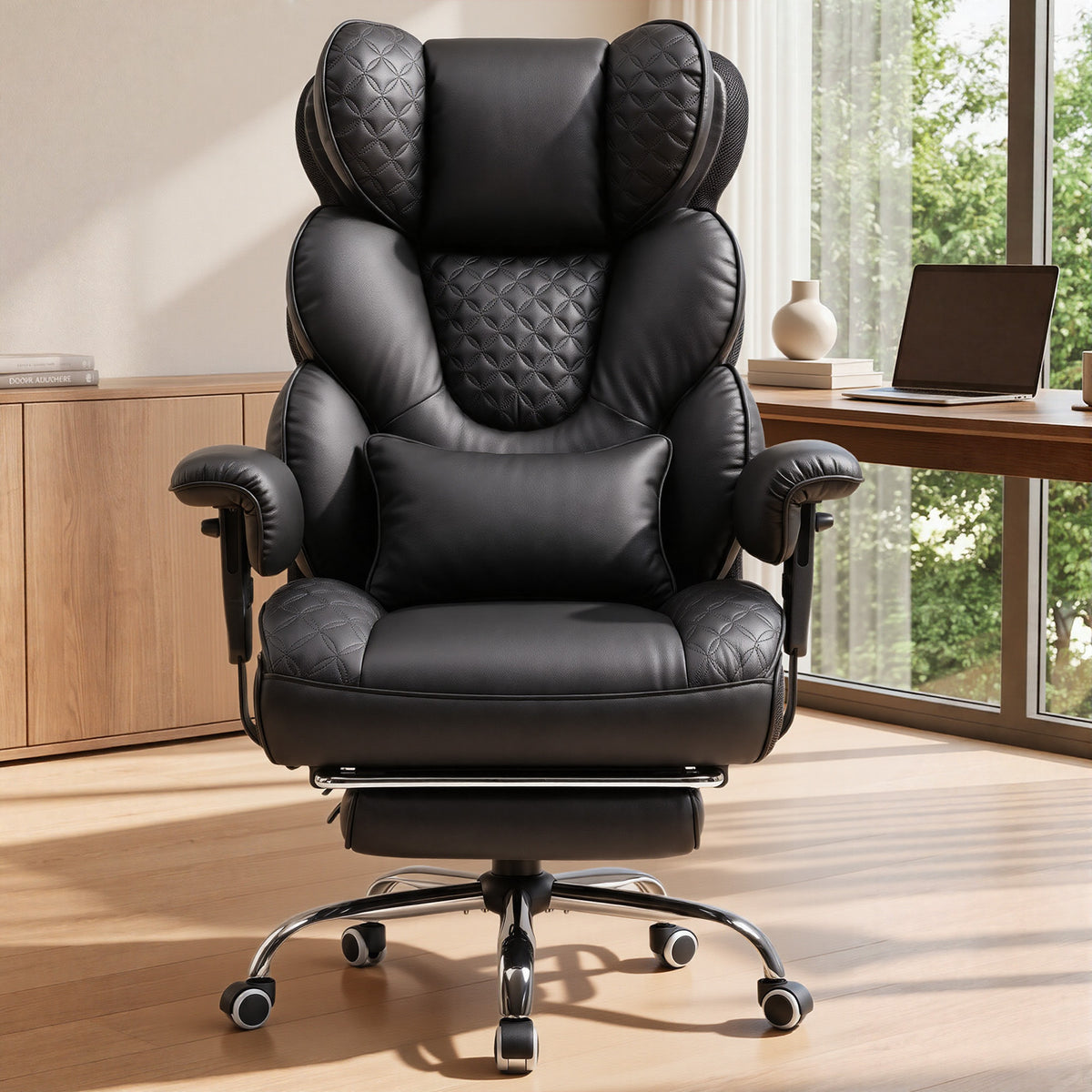 GTPOFFICE Big and Tall Office Chair Wide Seat & Armrests, Leather Executive Gaming Chair High Back,Soft Yet Supportive Resilient Foam, Heavy Duty Ergonomic Lumbar Support Chairs for Back Pain Relief