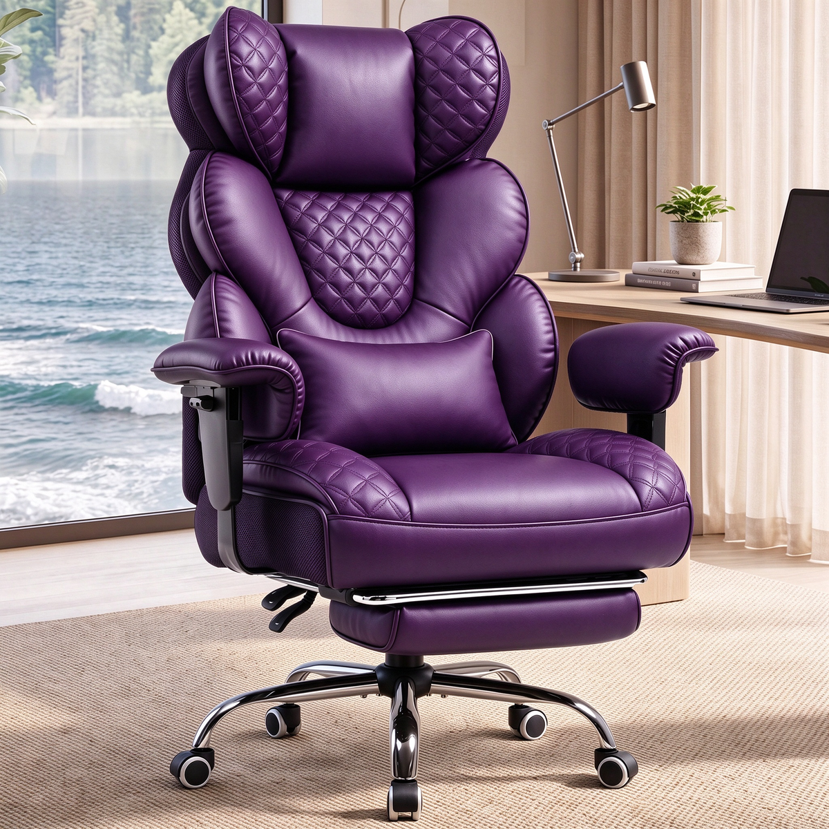 GTPOFFICE Big and Tall Office Chair Wide Seat & Armrests, Leather Executive Gaming Chair High Back,Soft Yet Supportive Resilient Foam, Heavy Duty Ergonomic Lumbar Support Chairs for Back Pain Relief