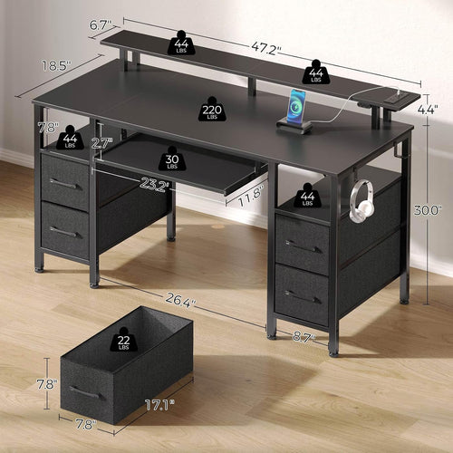 GTPOFFICE Computer Desk with Drawer, Stick Brown