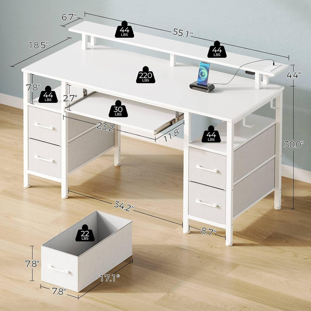 GTPOFFICE Computer Desk with Drawer, Stick Brown