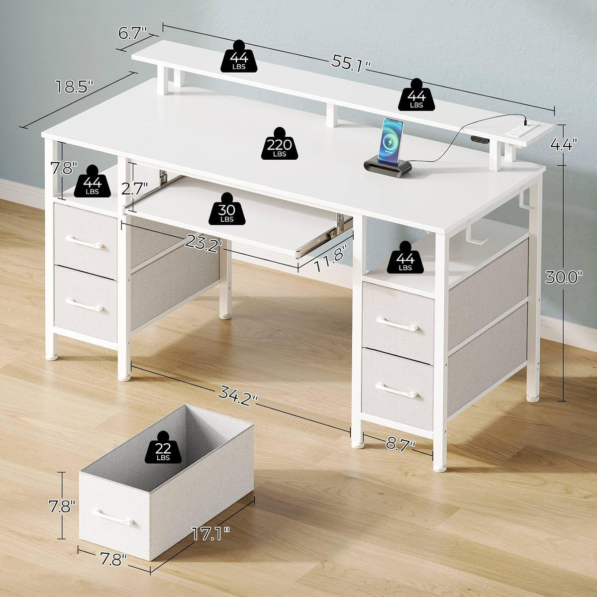GTPOFFICE Computer Desk with Drawer, Stick Brown
