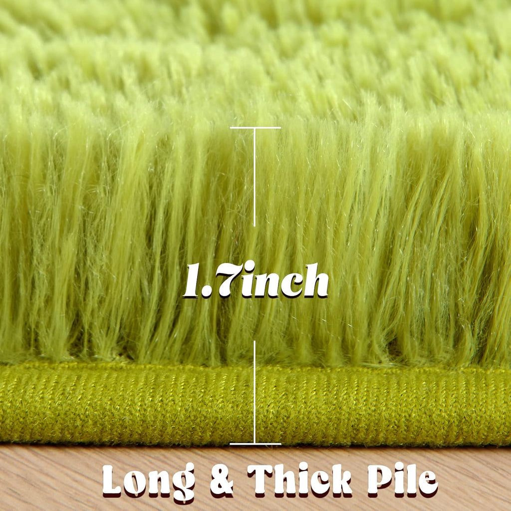 GTPOFFICE  Round Rug, 4ft, Green, Soft Area Rugs for Kids Girls Room Decor, Fluffy Shaggy Carpet, Circular Nursery Rug for Baby Room Home Decor