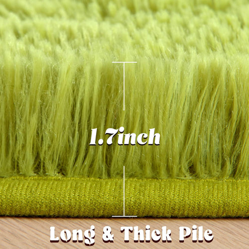 GTPOFFICE  Round Rug, 4ft, Green, Soft Area Rugs for Kids Girls Room Decor, Fluffy Shaggy Carpet, Circular Nursery Rug for Baby Room Home Decor