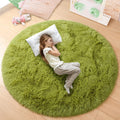 GTPOFFICE  Round Rug, 4ft, Green, Soft Area Rugs for Kids Girls Room Decor, Fluffy Shaggy Carpet, Circular Nursery Rug for Baby Room Home Decor